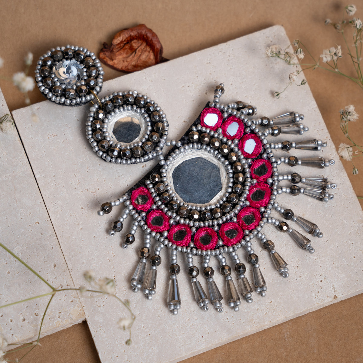 AUDREY FABRIC AND BEADS HANDMADE EARRING ER857