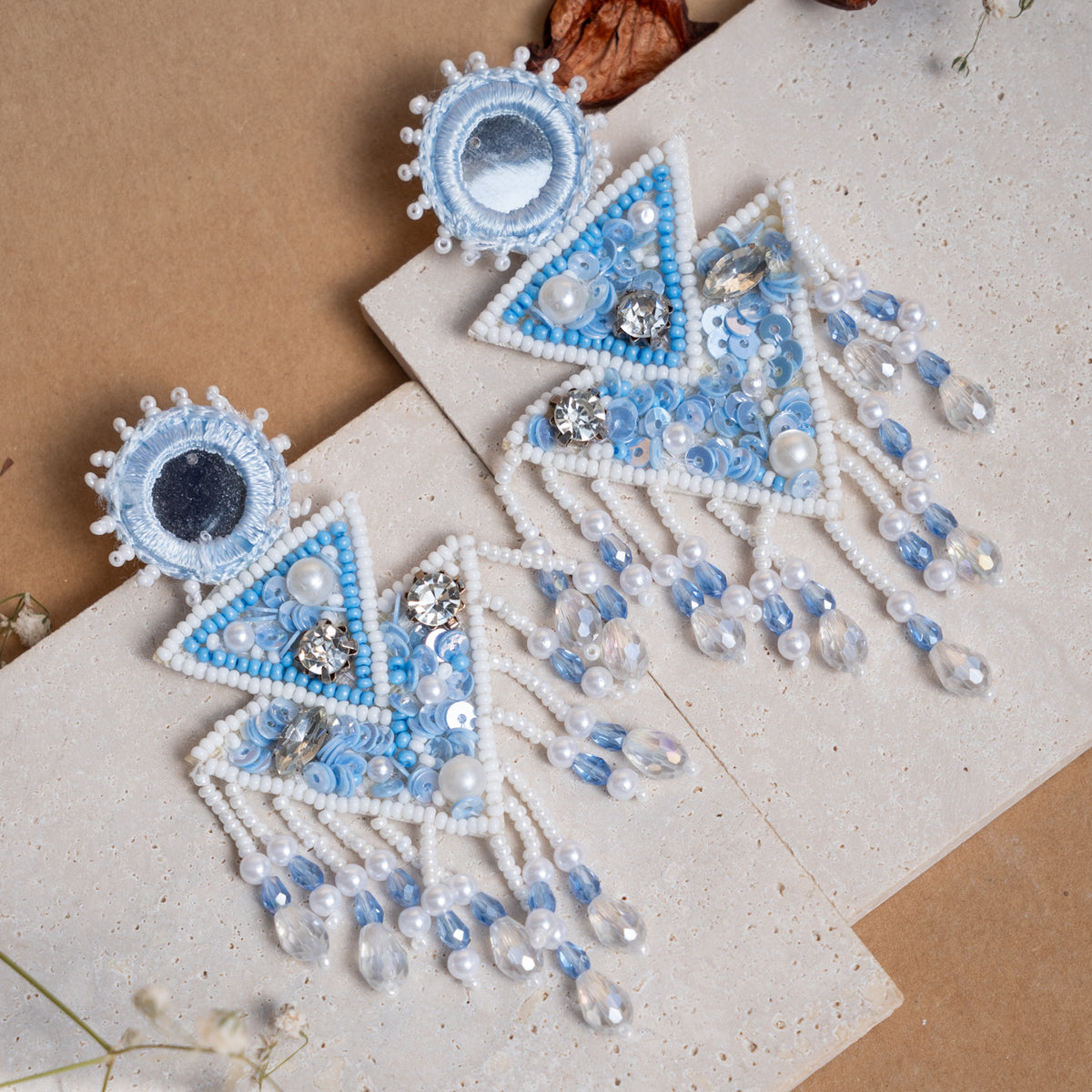 EMERY FABRIC AND BEADS HANDMADE EARRING ER853