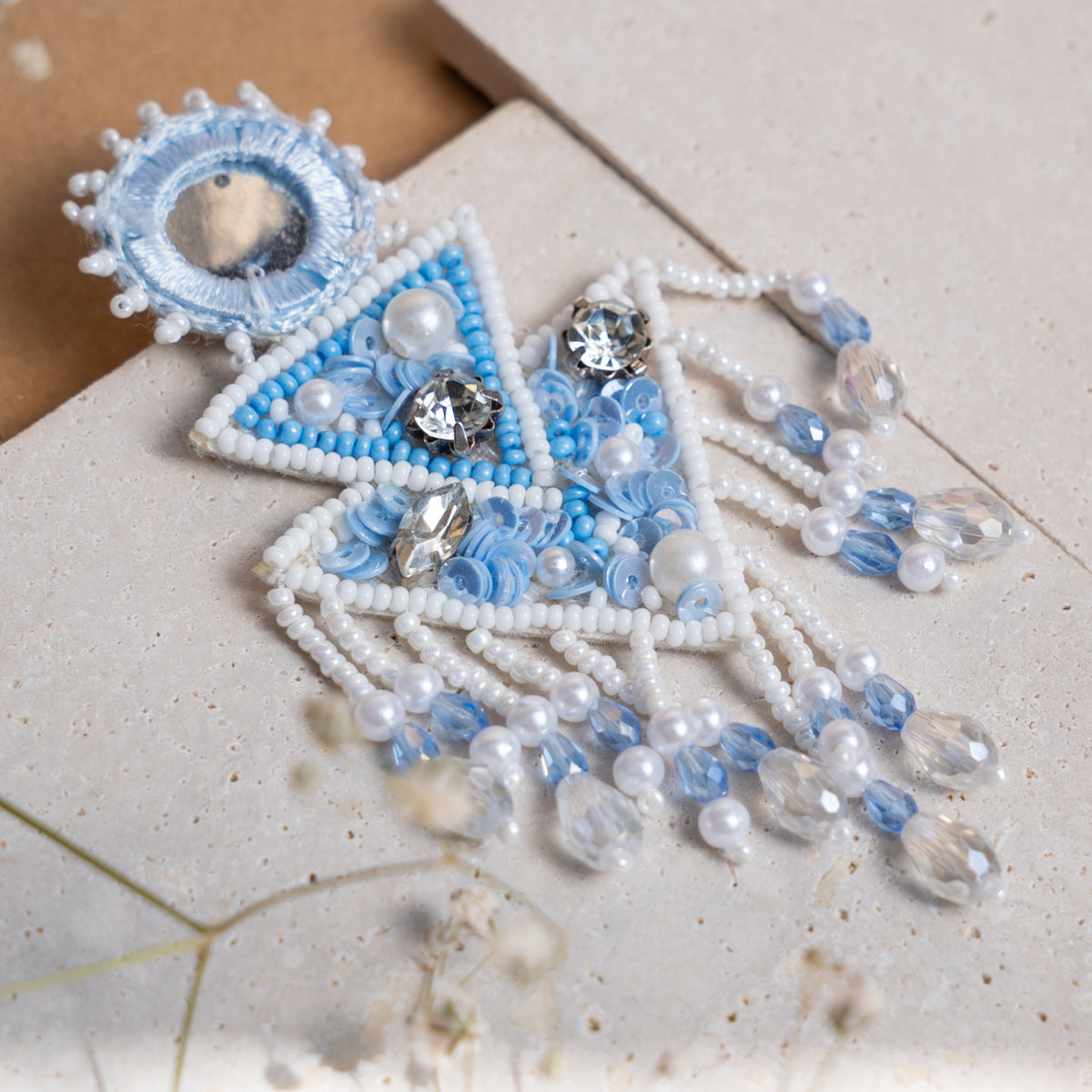 EMERY FABRIC AND BEADS HANDMADE EARRING ER853