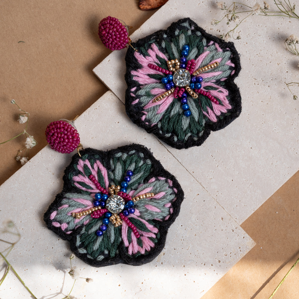 EVERLY FABRIC AND BEADS HANDMADE EARRING ER852