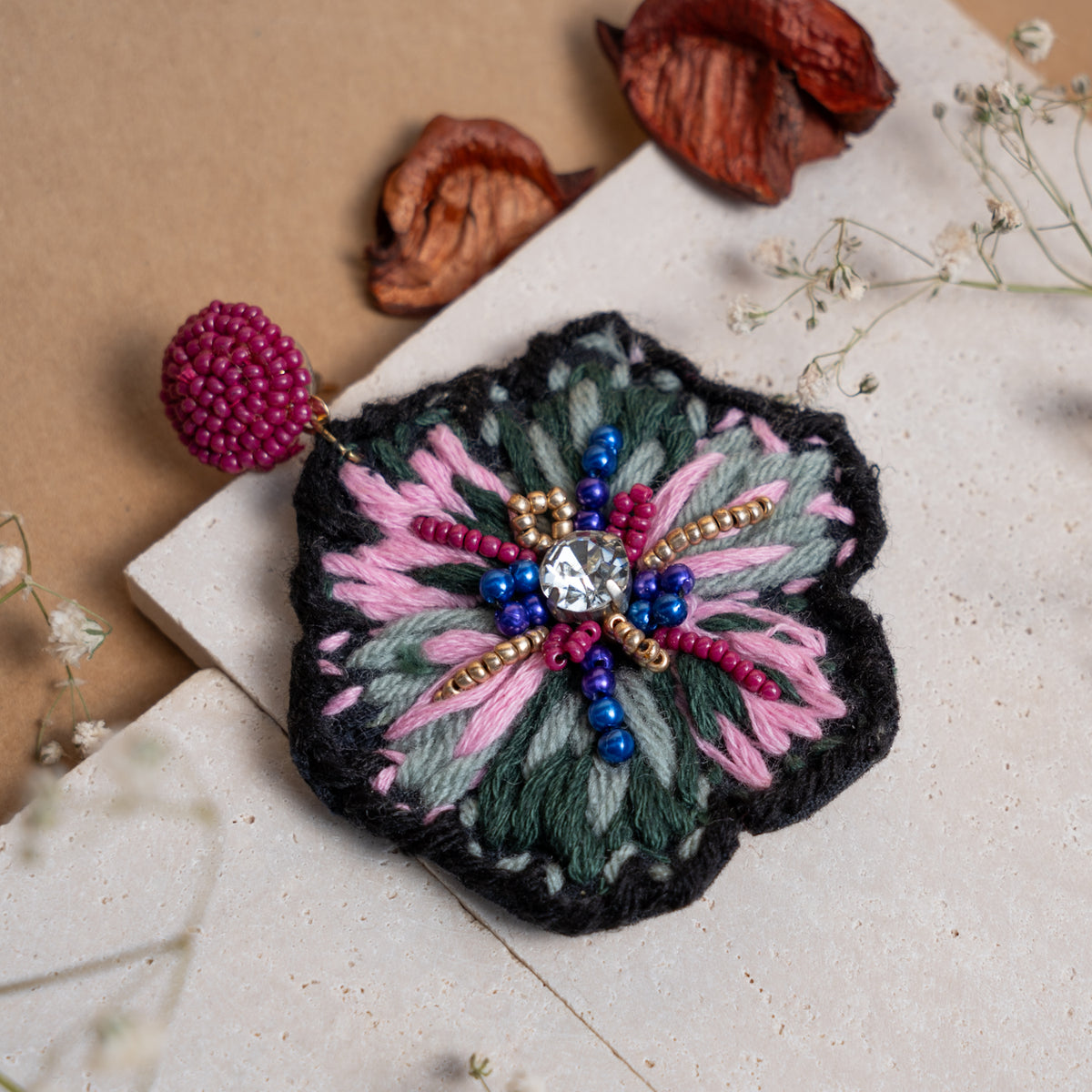 EVERLY FABRIC AND BEADS HANDMADE EARRING ER852