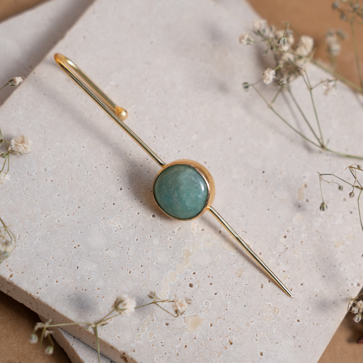 LUCY GOLD TONED RAW STONE HANDMADE EAR CUFF/EARRINGS ER901