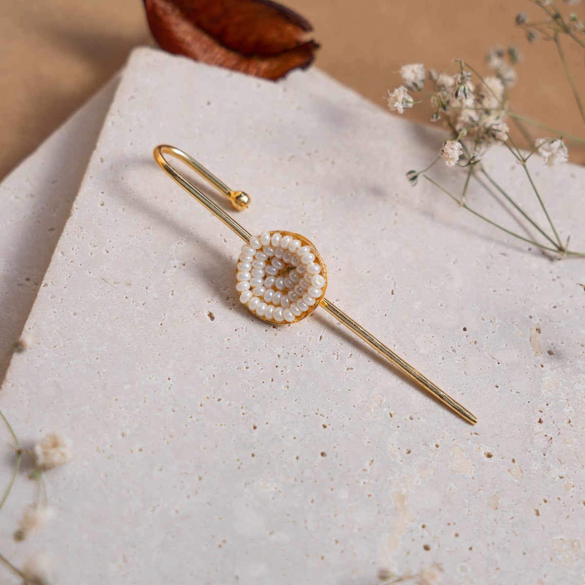 LUCY GOLD TONED RAW STONE HANDMADE EAR CUFF/EARRINGS ER901