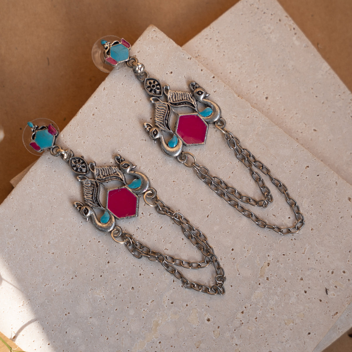 LUCY OXIDIZED SEMI HANDMADE ANTIQUE EARRINGS ER824