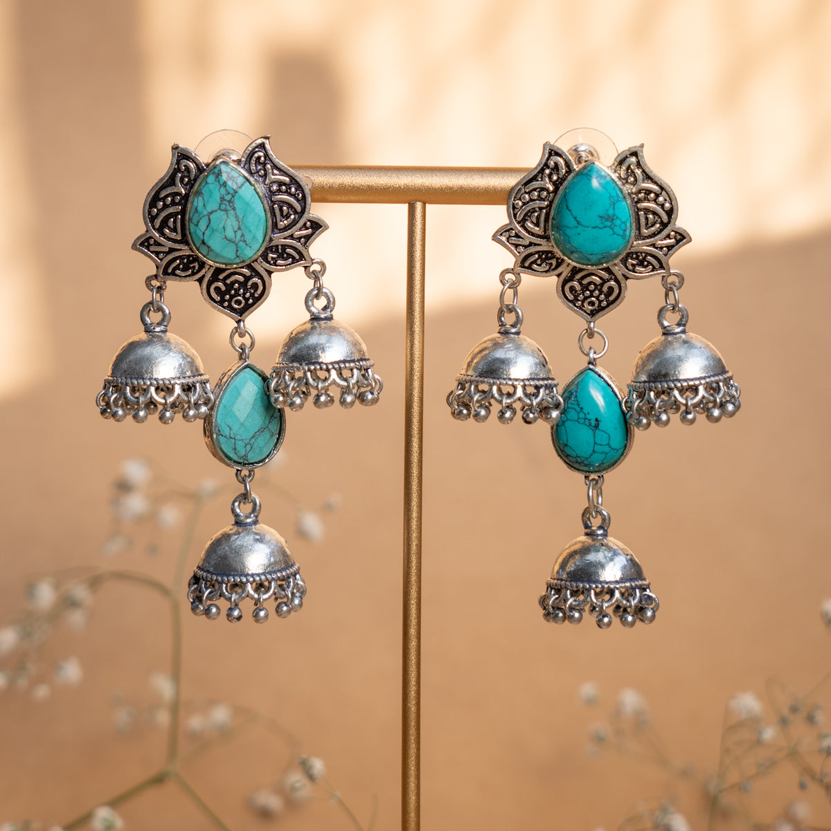 ZOEY LAYERED ANTIQUE EARRINGS/JHUMKAS ER836