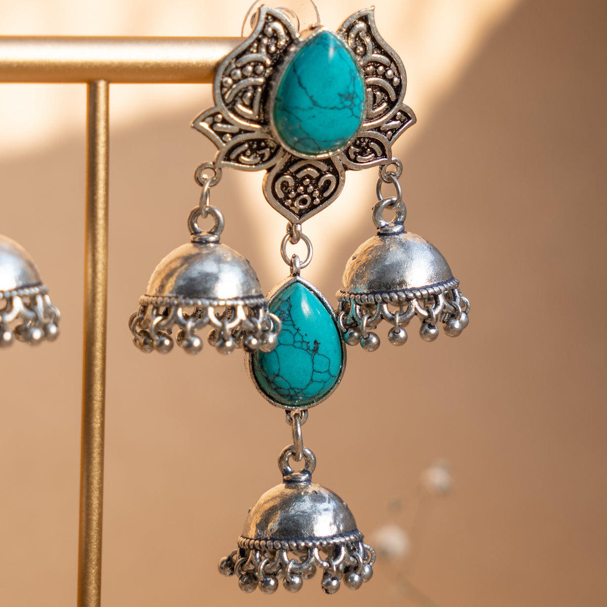 ZOEY LAYERED ANTIQUE EARRINGS/JHUMKAS ER836
