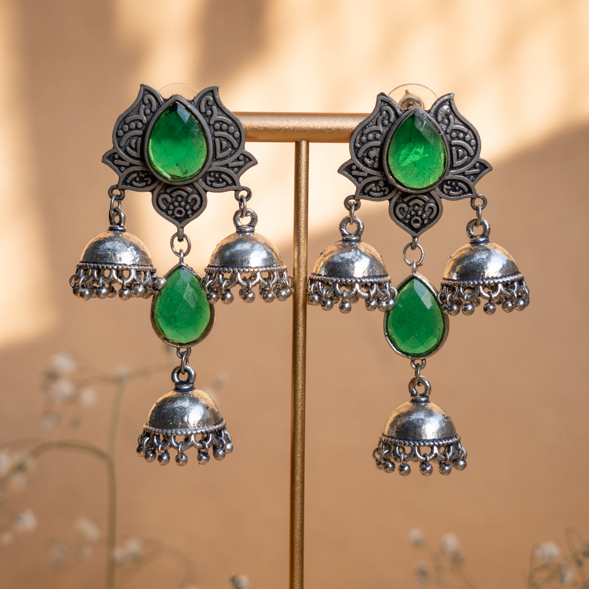 ZOEY LAYERED ANTIQUE EARRINGS/JHUMKAS ER836