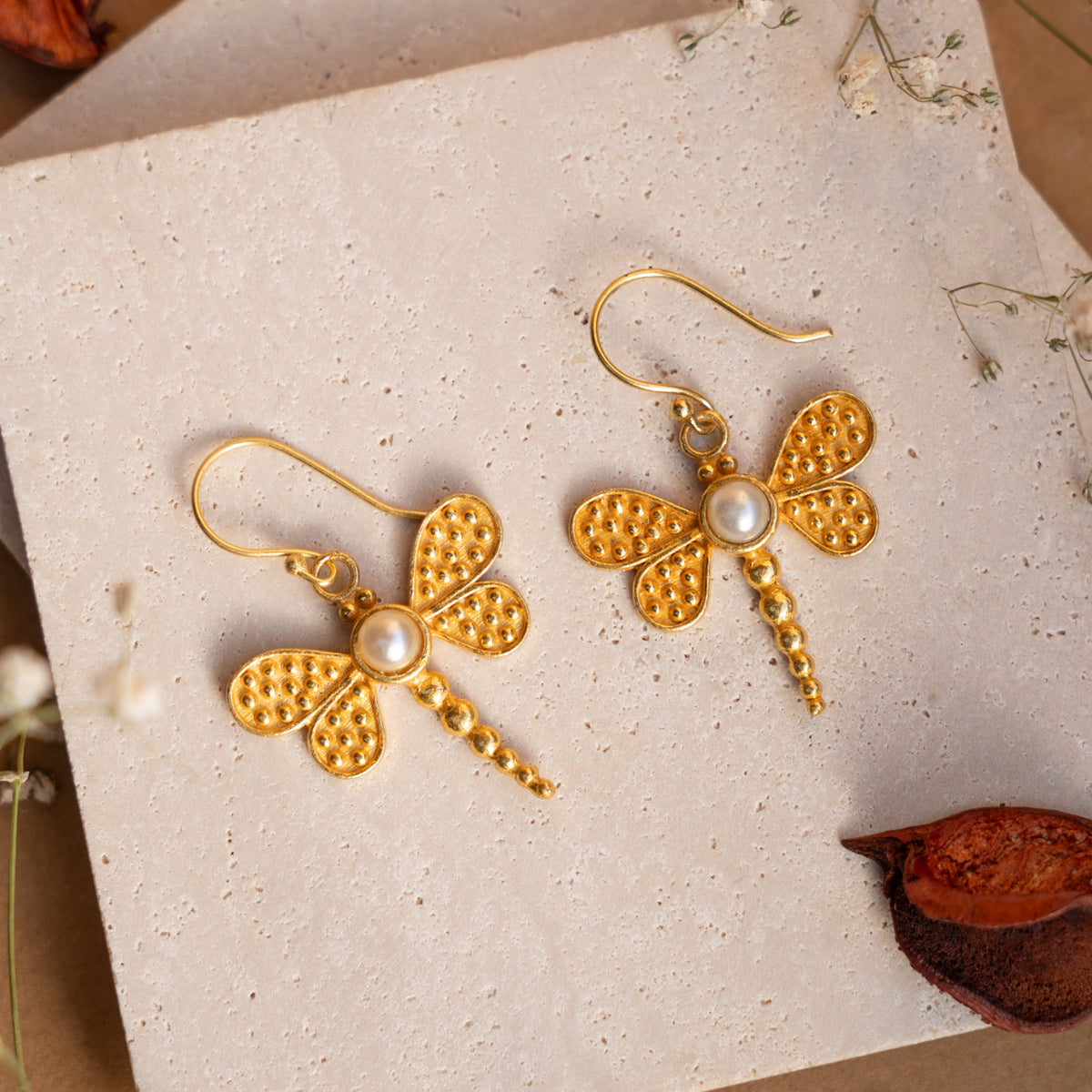 EDEN GOLD SEMI HANDMADE ANTIQUE EARRINGS ER862