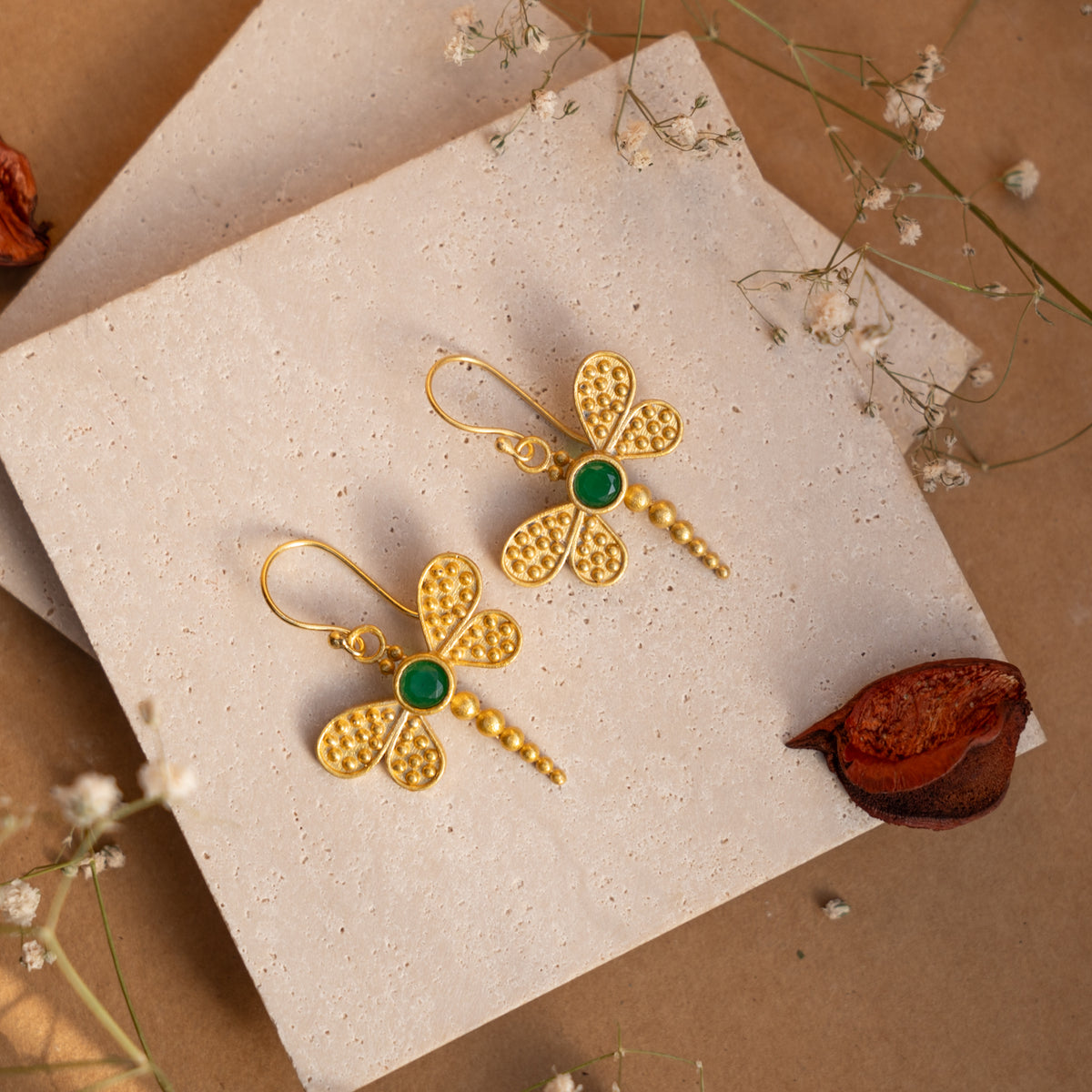 EDEN GOLD SEMI HANDMADE ANTIQUE EARRINGS ER862