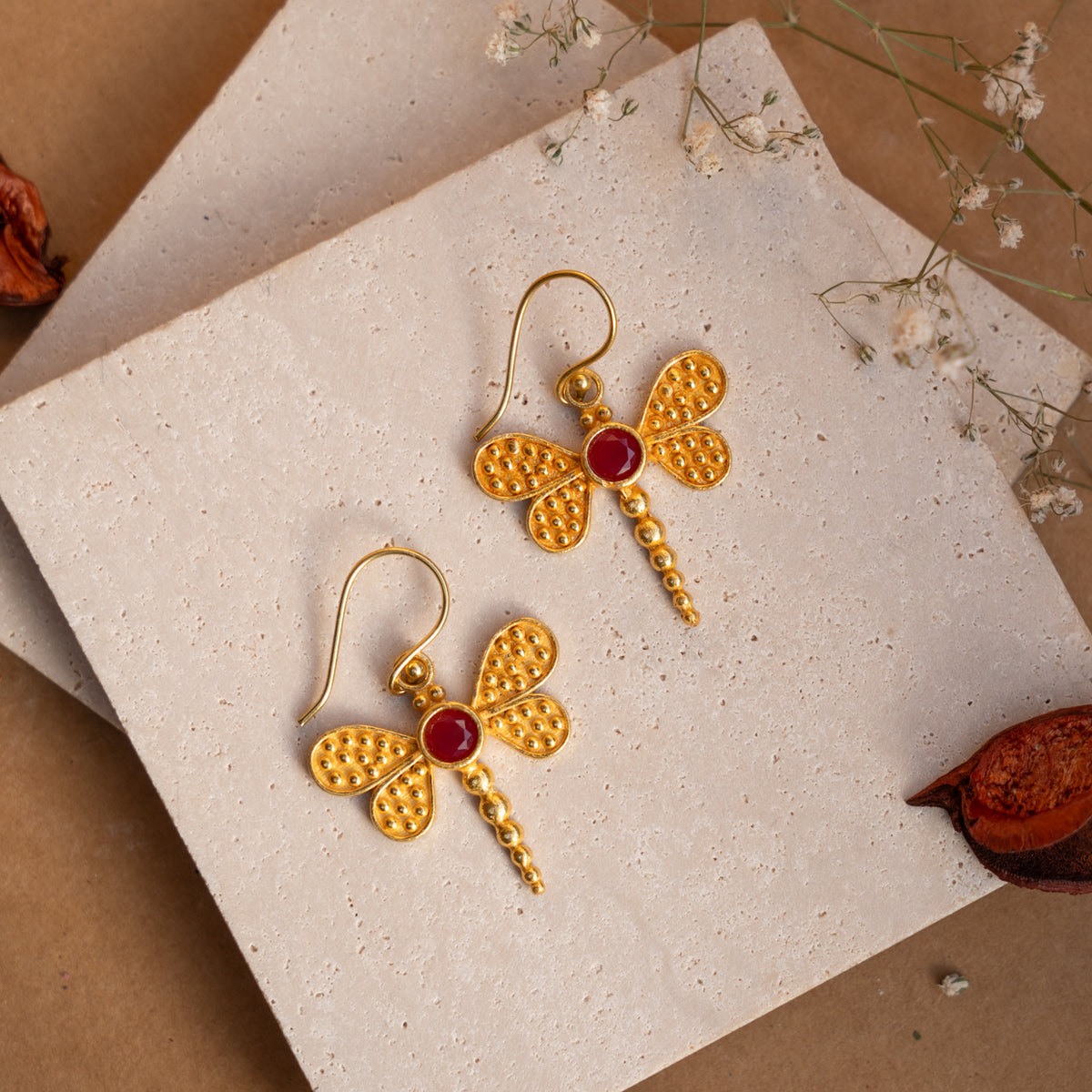 EDEN GOLD SEMI HANDMADE ANTIQUE EARRINGS ER862