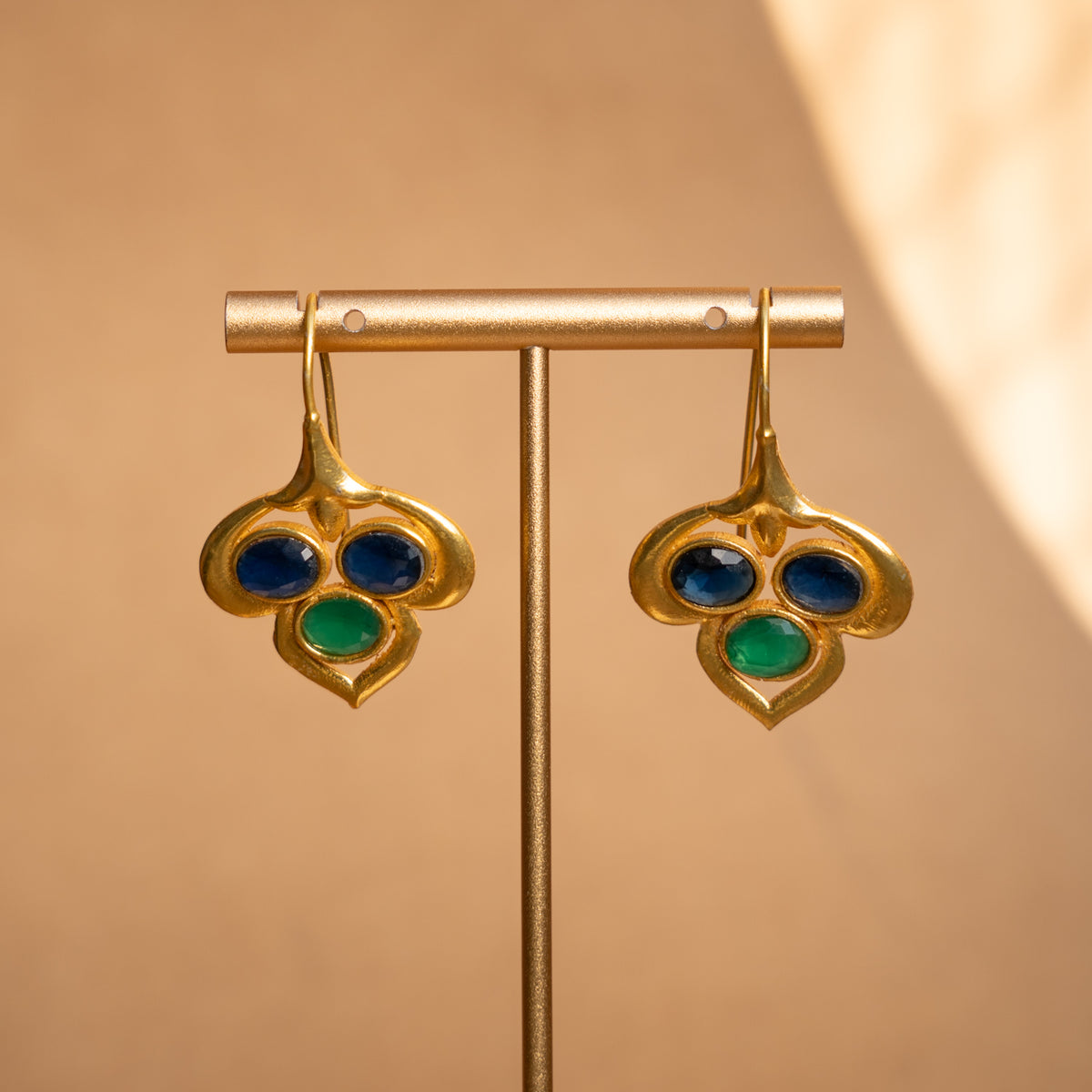 JADE GOLD TONED SEMI HANDMADE  EARRINGS ER866