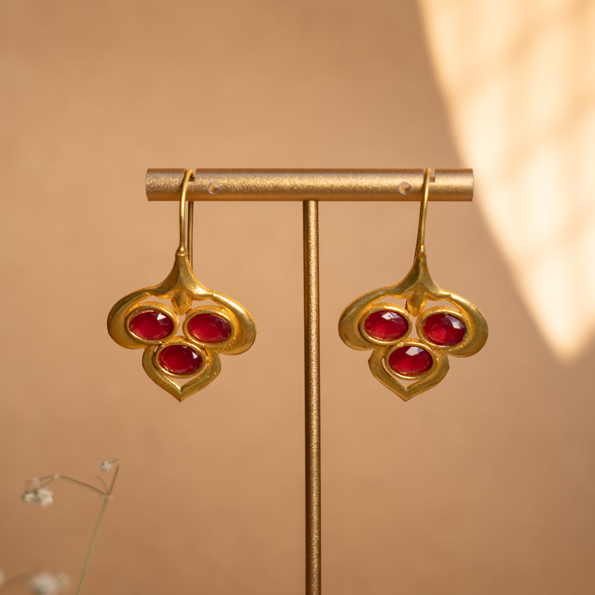 JADE GOLD TONED SEMI HANDMADE  EARRINGS ER866