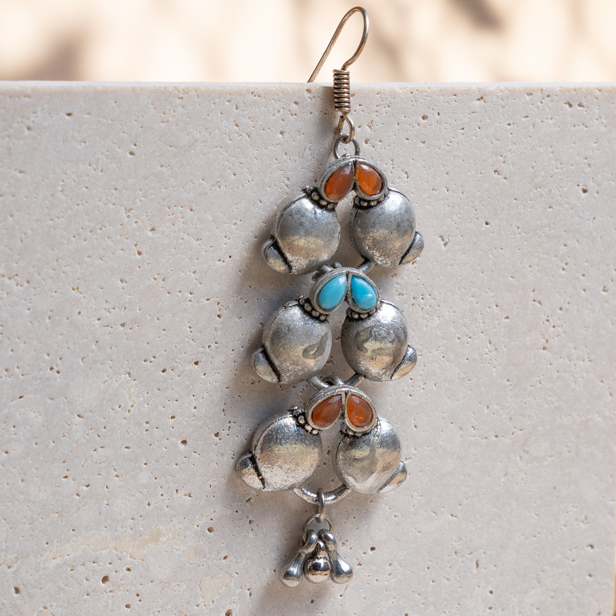 HANNAH FAUX SILVER SEMI HANDMADE ANTIQUE EARRINGS ER832