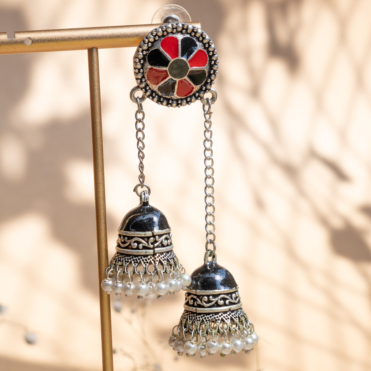 GENESIS ENAMEL ANTIQUE EARRINGS/JHUMKAS ER842
