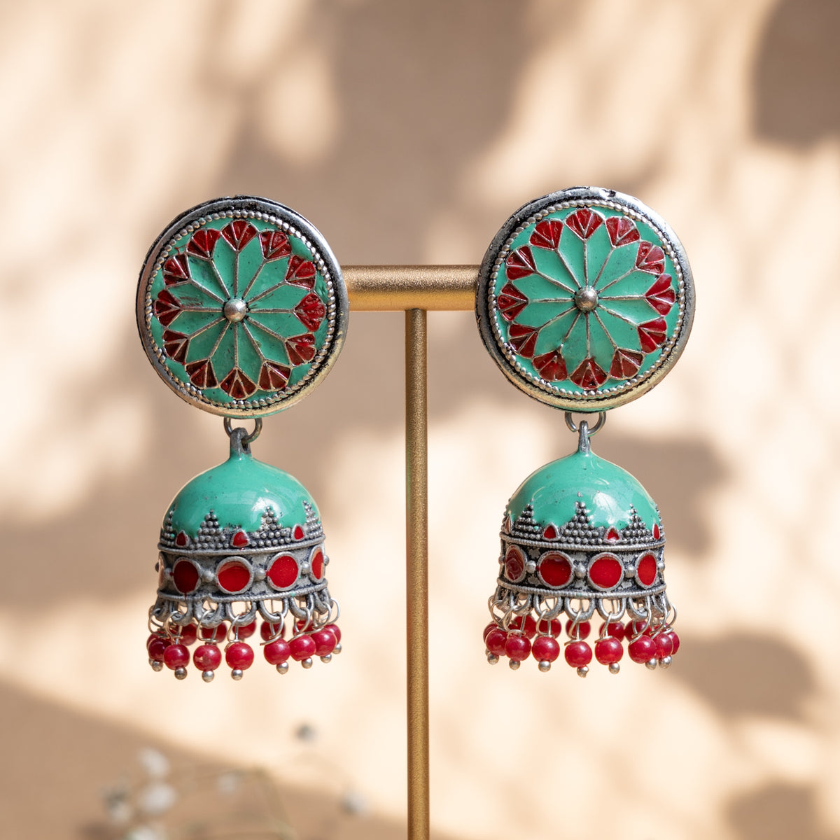 MADELYN ENAMEL ANTIQUE EARRINGS/JHUMKAS ER843