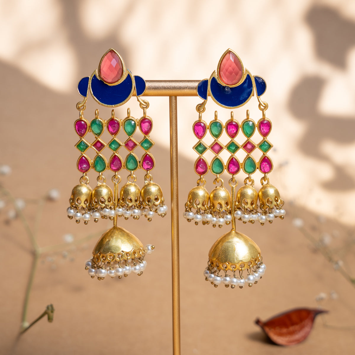 GIANNA GOLD TONED SEMI HANDMADE EARRINGS/JHUMKAS ER886
