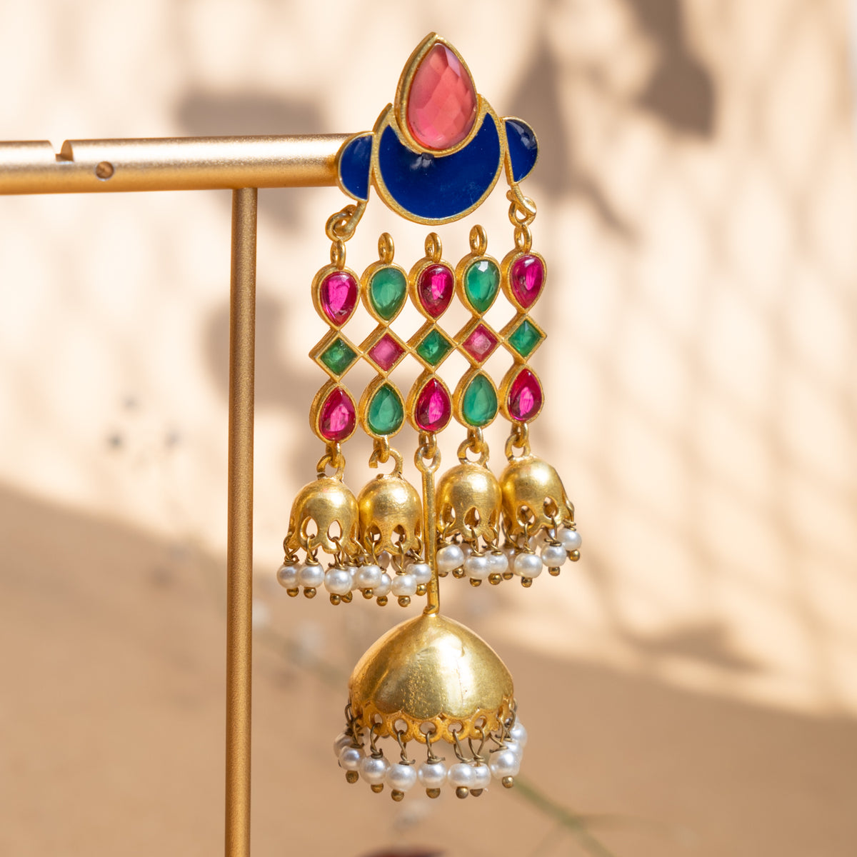 GIANNA GOLD TONED SEMI HANDMADE EARRINGS/JHUMKAS ER886