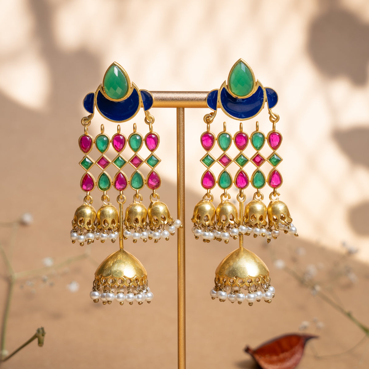 GIANNA GOLD TONED SEMI HANDMADE EARRINGS/JHUMKAS ER886