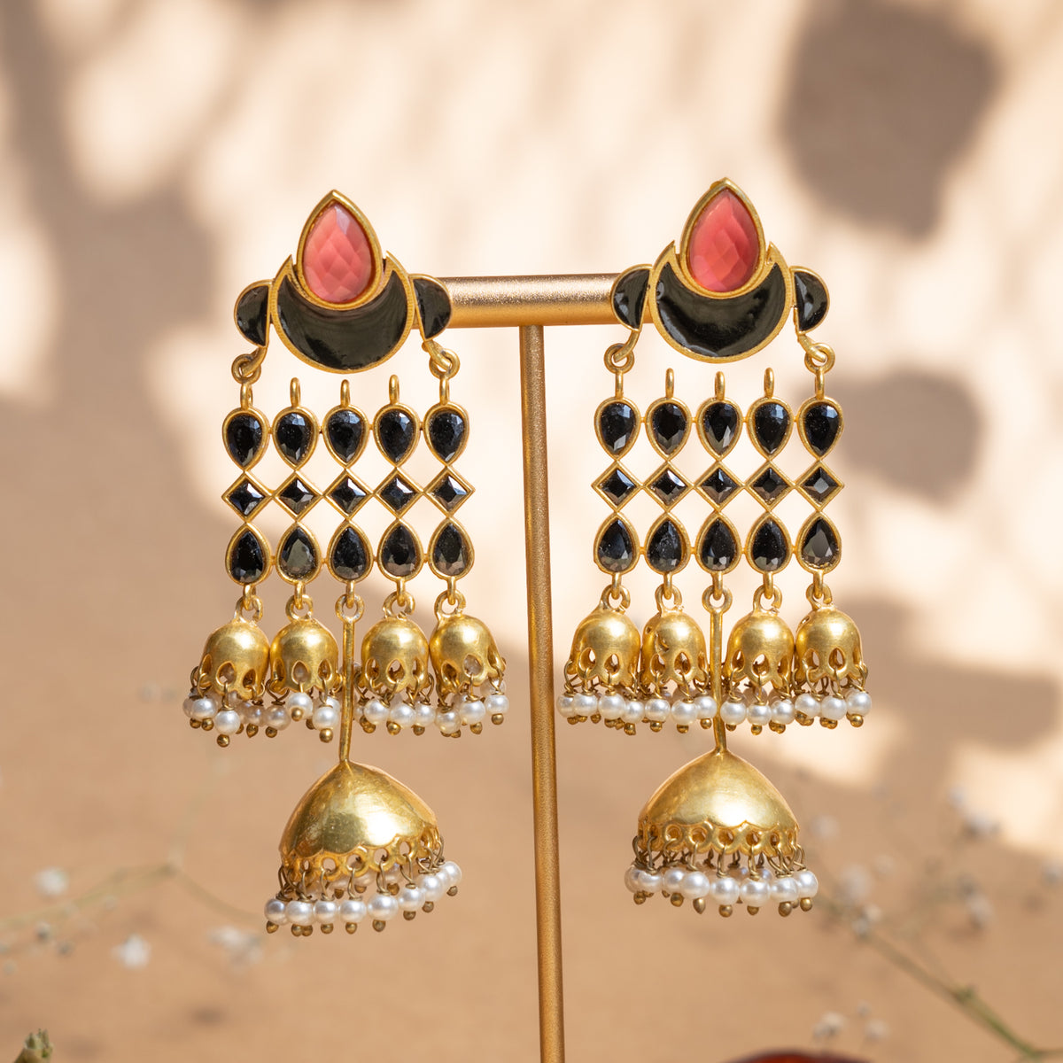 GIANNA GOLD TONED SEMI HANDMADE EARRINGS/JHUMKAS ER886