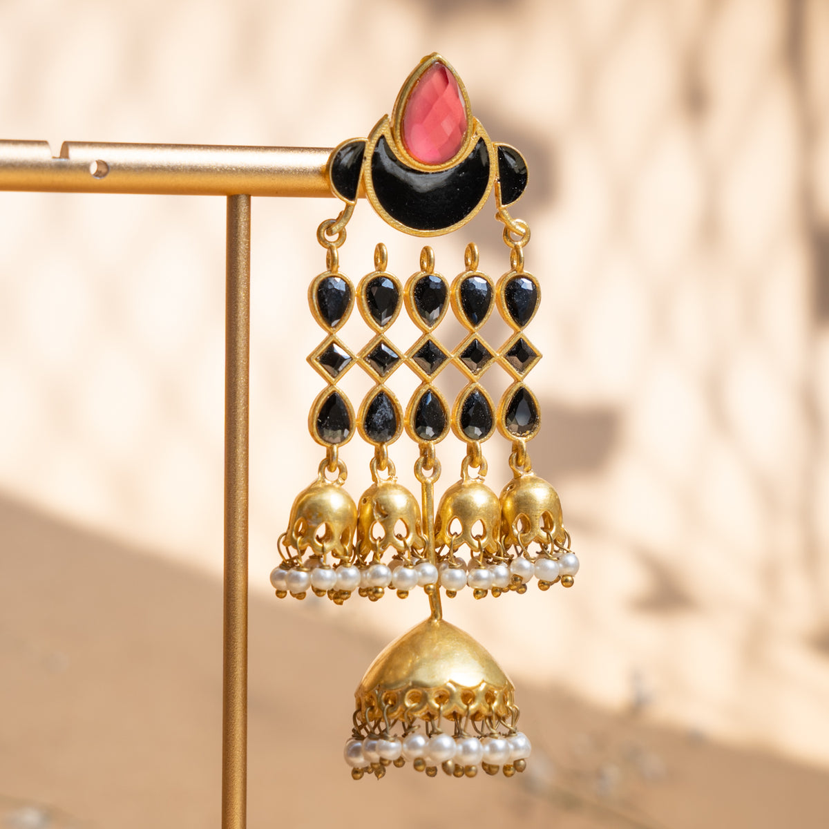 GIANNA GOLD TONED SEMI HANDMADE EARRINGS/JHUMKAS ER886