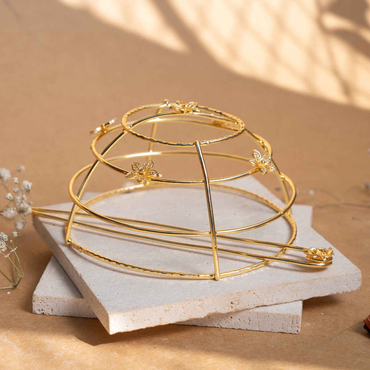 VARDHANA HANDMADE PREMIUM GOLD TONED HAIR BUN HEAD ACCESSORIES HA13