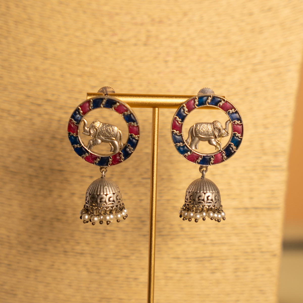 RYLEE BIJOUX FAUX SILVER SEMI HANDMADE NECKLACE/MALAS WITH EARRING NL312