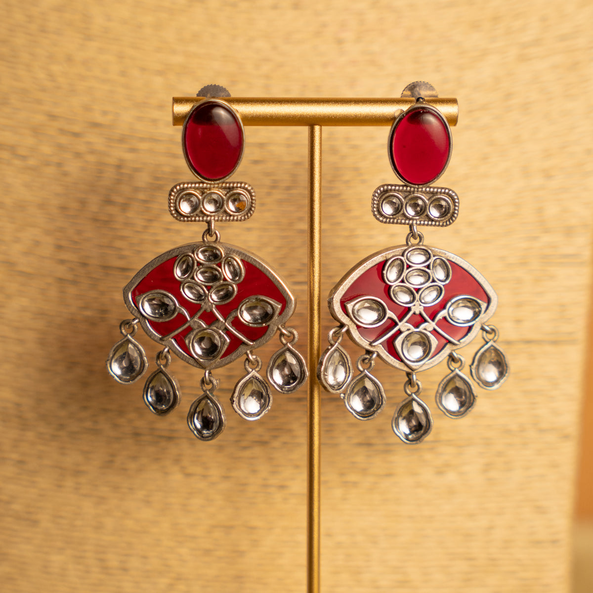 AYLA BIJOUX FAUX SILVER SEMI HANDMADE NECKLACE/MALAS WITH EARRING NL311