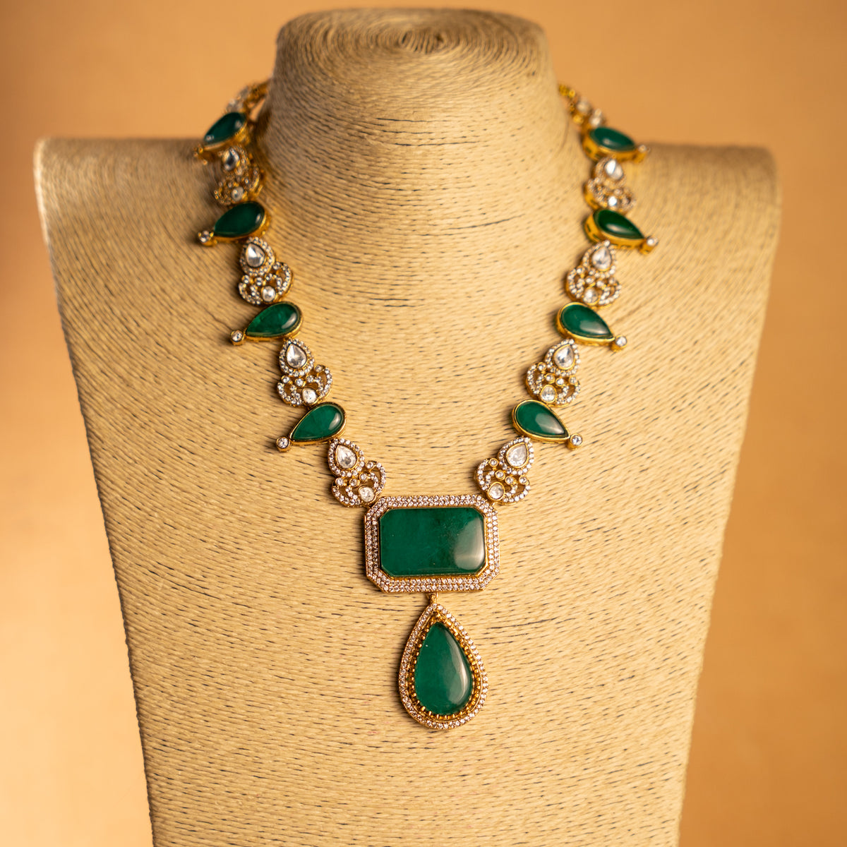 ANIHA PREMIUM DOUBLET STONE POLKI KUNDAN HANDMADE NECKLACE WITH EARRING NL308