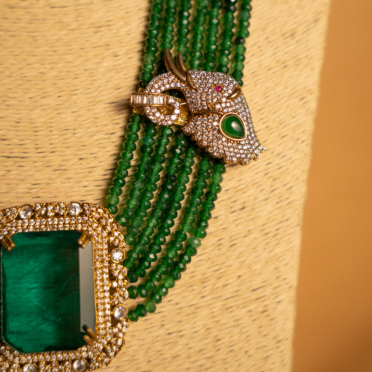 EVA DOUBLET STONE ONEX BEADS POLKI AND AD STONE BRIDAL HANDMADE NECKLACE WITH EARRING NL309