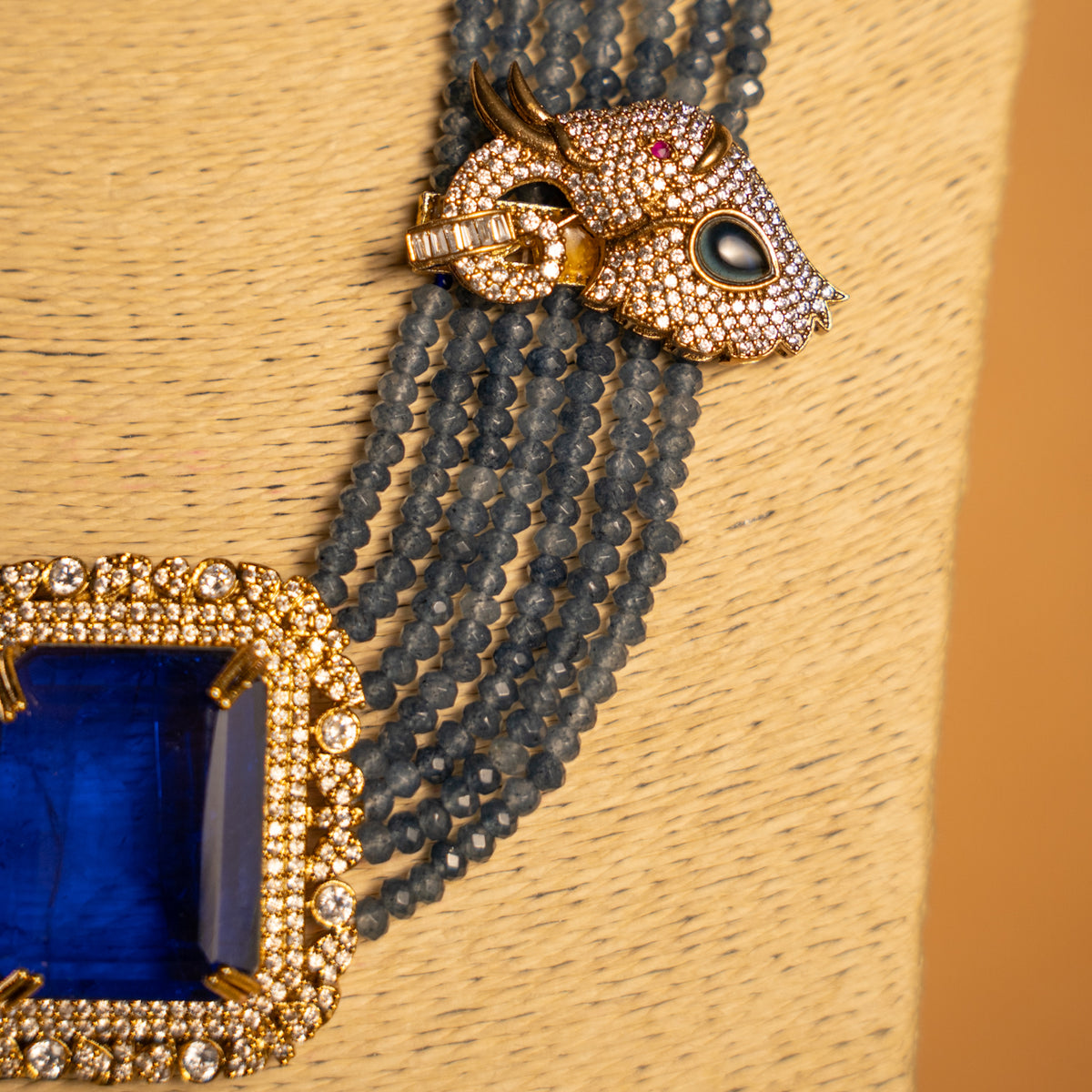 EVA DOUBLET STONE ONEX BEADS POLKI AND AD STONE BRIDAL HANDMADE NECKLACE WITH EARRING NL309