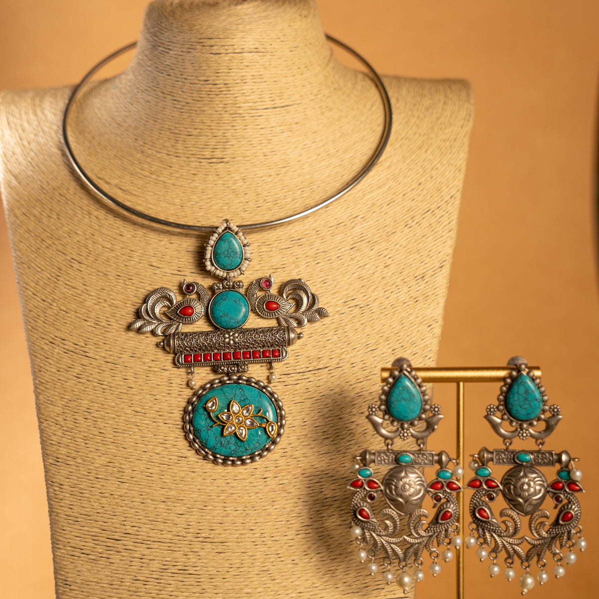 AADHYA BIJOUX PREMIUM HANDMADE NECKLACE/HASLI WITH EARRINGS NL294