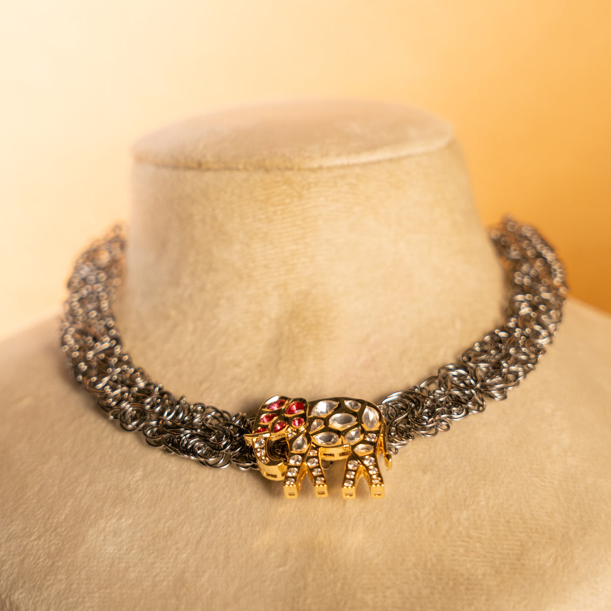 LEKHA DUAL TONE HASLI PREMIUM HANDMADE AND HAND HAMMERED NECKLACE NL316