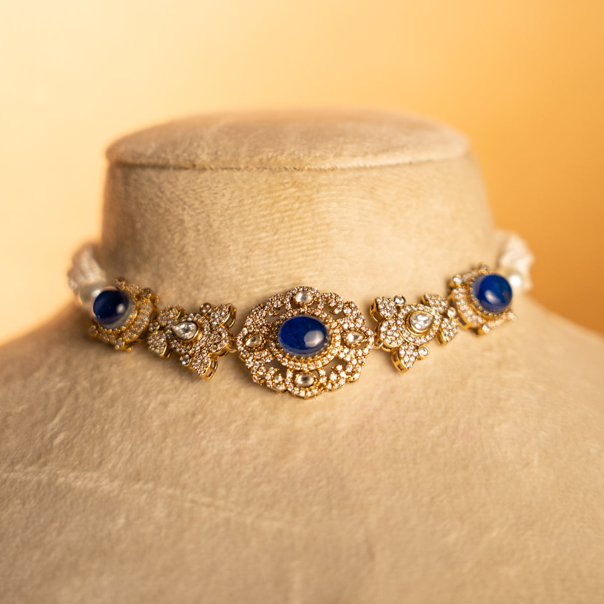 SONY BRIDAL PREMIUM DOUBLET STONE HANDMADE CHOKER WITH EARRING CH521