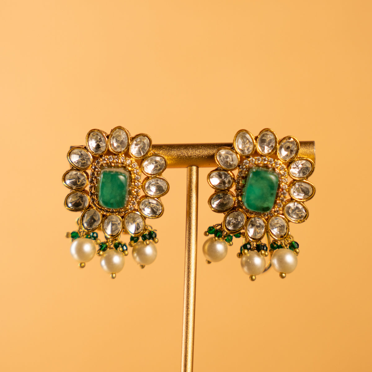 VINIKA DOUBLET STONE HANDMADE PEARL BIJOUX PREMIUM NECKLACE WITH EARRING NL299