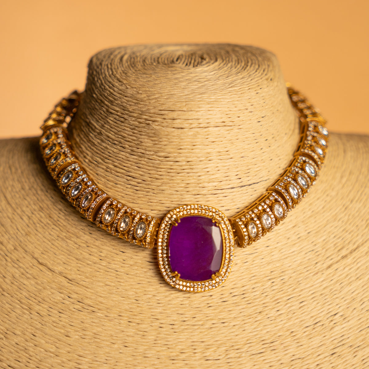 MOXIE DOUBLET AND POLKI STONE HANDMADE  BIJOUX PREMIUM NECKLACE WITH EARRING NL300