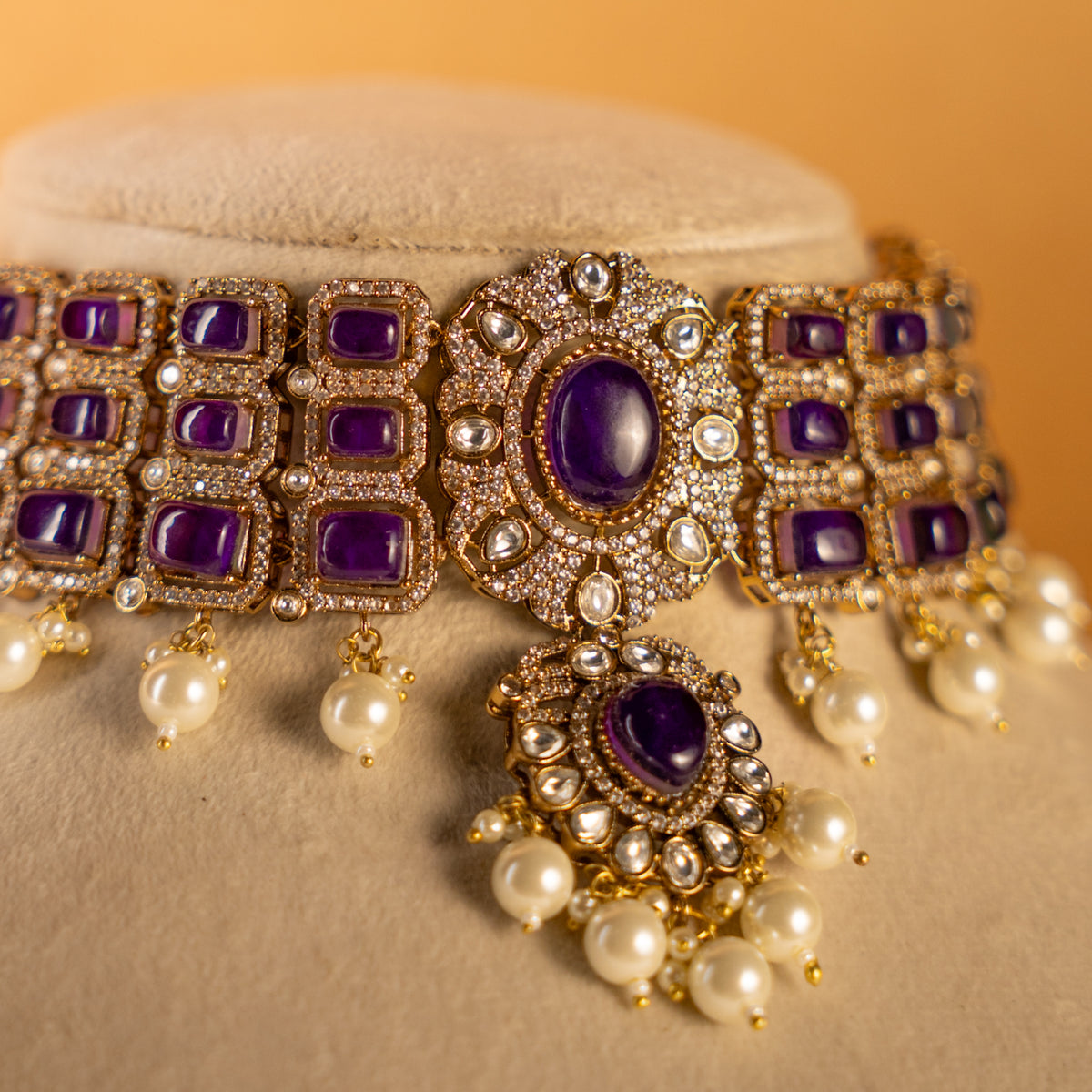 KIYANA BRIDAL PREMIUM DOUBLET STONE HANDMADE NECKLACE WITH EARRING  NL298