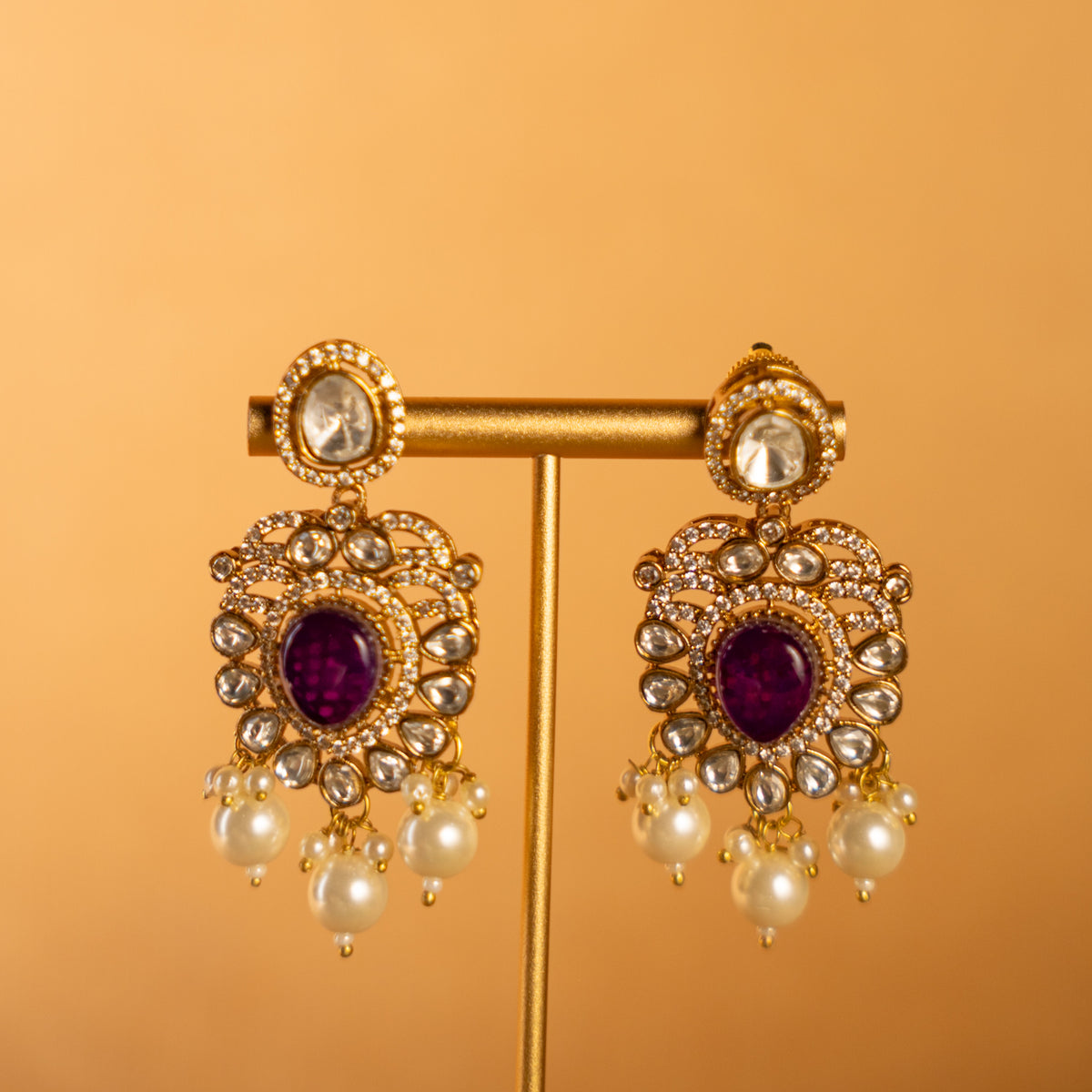 KIYANA BRIDAL PREMIUM DOUBLET STONE HANDMADE NECKLACE WITH EARRING  NL298