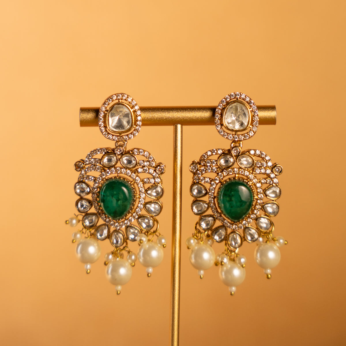 KIYANA BRIDAL PREMIUM DOUBLET STONE HANDMADE NECKLACE WITH EARRING  NL298