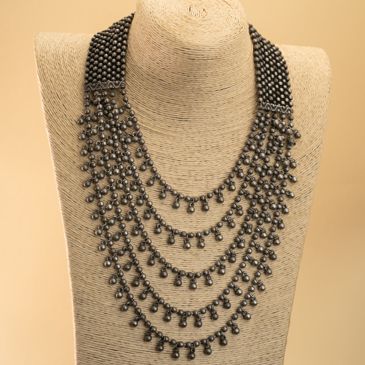 AURORA BLACK POLISH LAYERED MALA/ NECKPIECE MALA/ NECKPIECE ML154