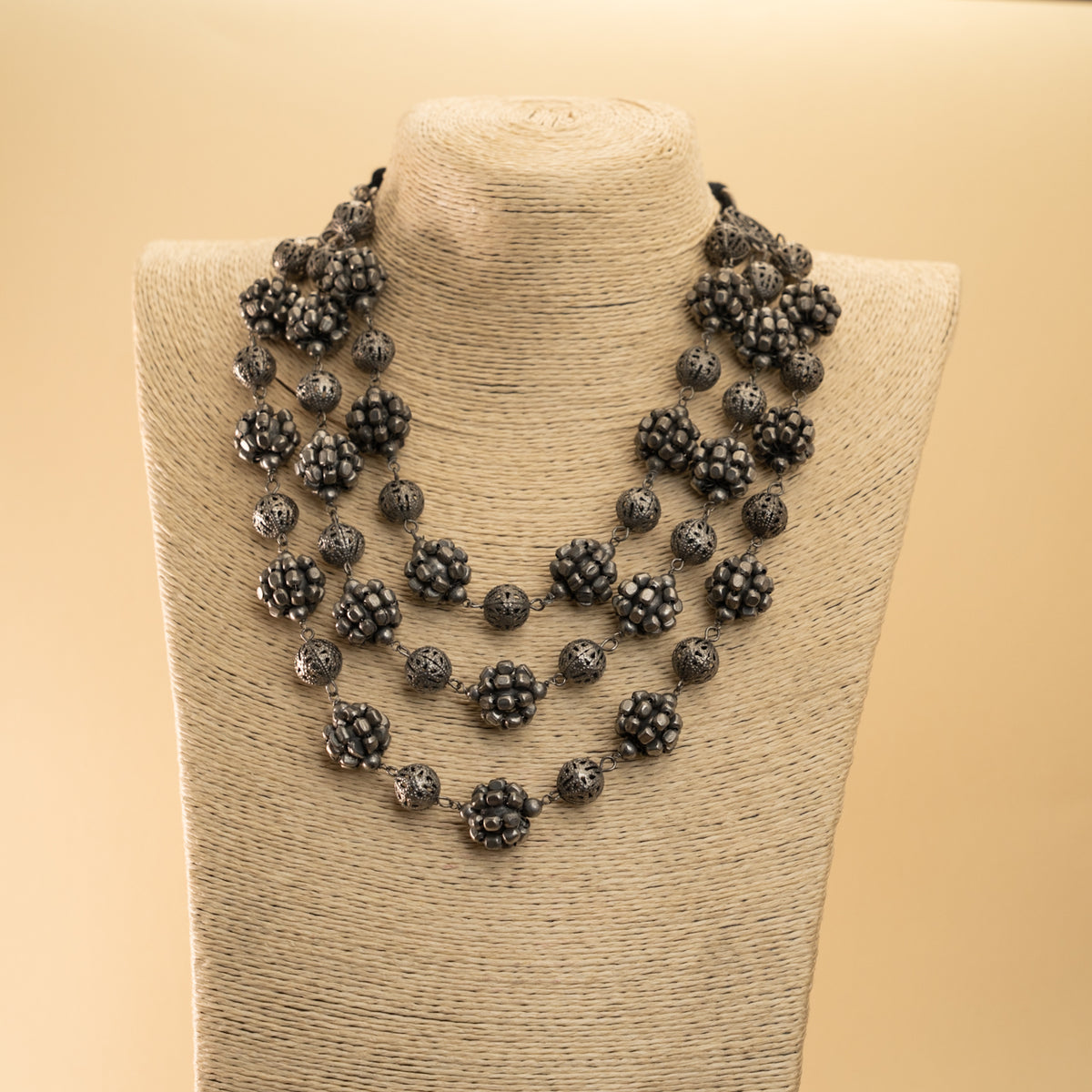 AMELIA BLACK POLISH LAYERED MALA/ NECKPIECE MALA/ NECKPIECE ML 143