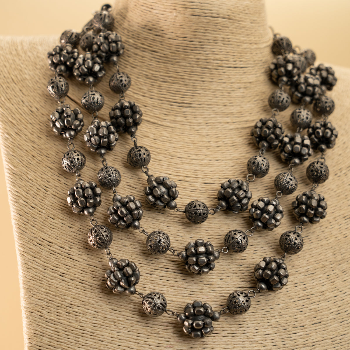 AMELIA BLACK POLISH LAYERED MALA/ NECKPIECE MALA/ NECKPIECE ML 143