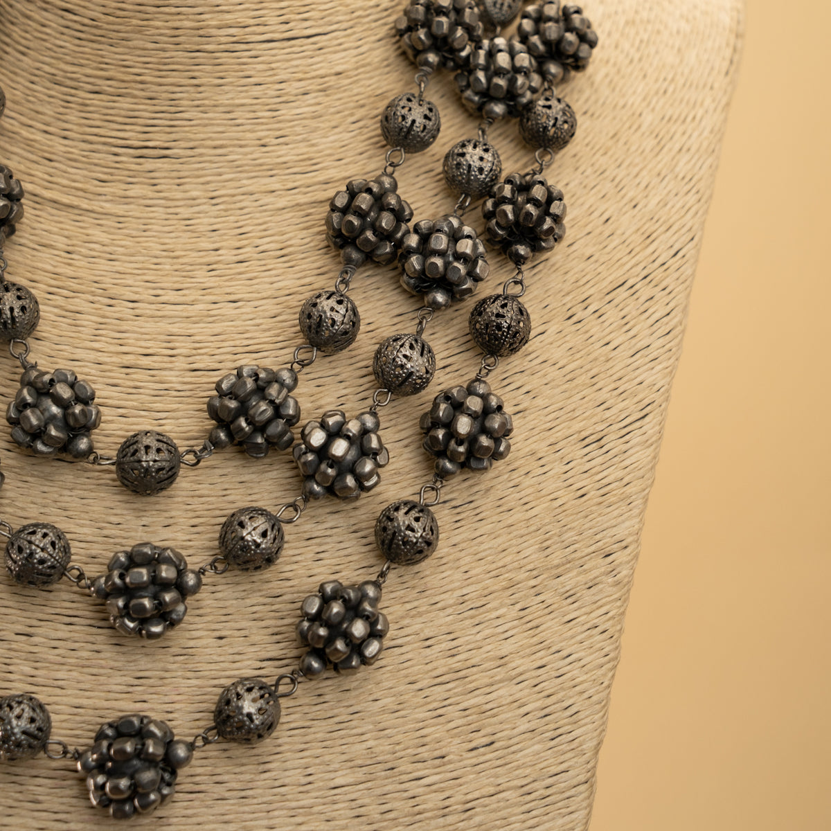 AMELIA BLACK POLISH LAYERED MALA/ NECKPIECE MALA/ NECKPIECE ML 143