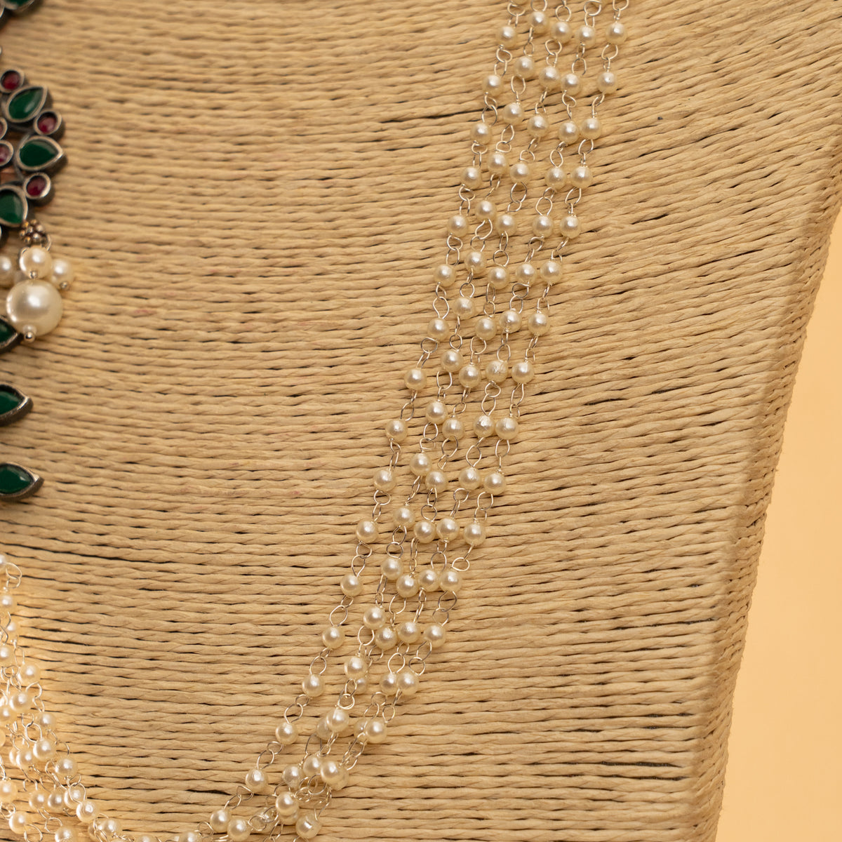 ZOYAHH PEARL LAYERED BIJOUX EXCLUSIVE HANDMADE SILVER LOOK ALIKE MALA/ NECKPIECE ML44