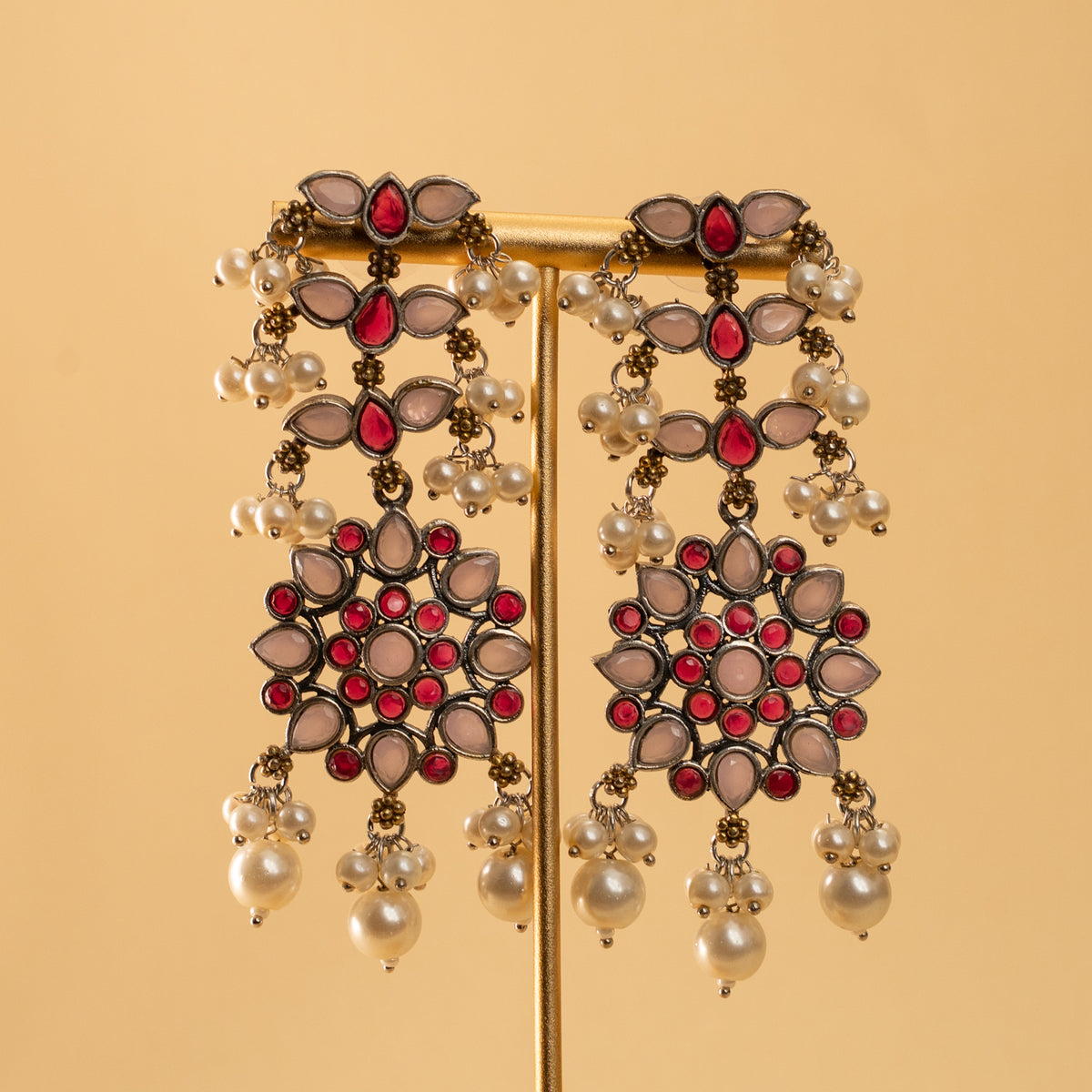 ZOYAHH PEARL LAYERED BIJOUX EXCLUSIVE HANDMADE SILVER LOOK ALIKE MALA/ NECKPIECE ML44