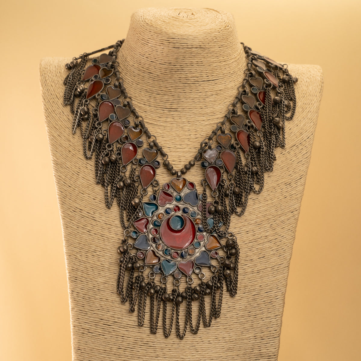 SHAKAS AFGHANI MEENA BLACK POLISH MALA/ NECKPIECE ML157