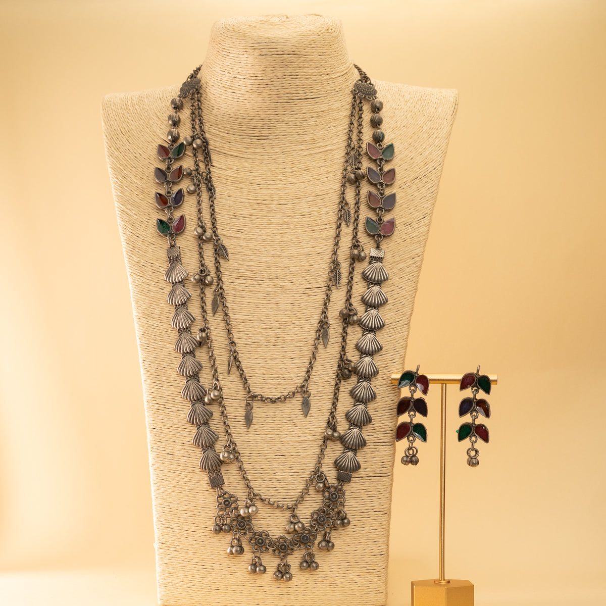 SHAKASAN BLACK POLISH LAYERED MALA/ NECKPIECE MALA/ NECKPIECE ML149