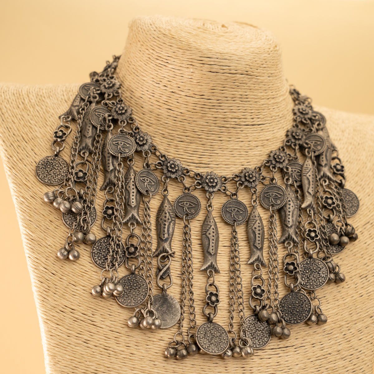 EZRA BLACK POLISH MALA/ NECKPIECE ML151