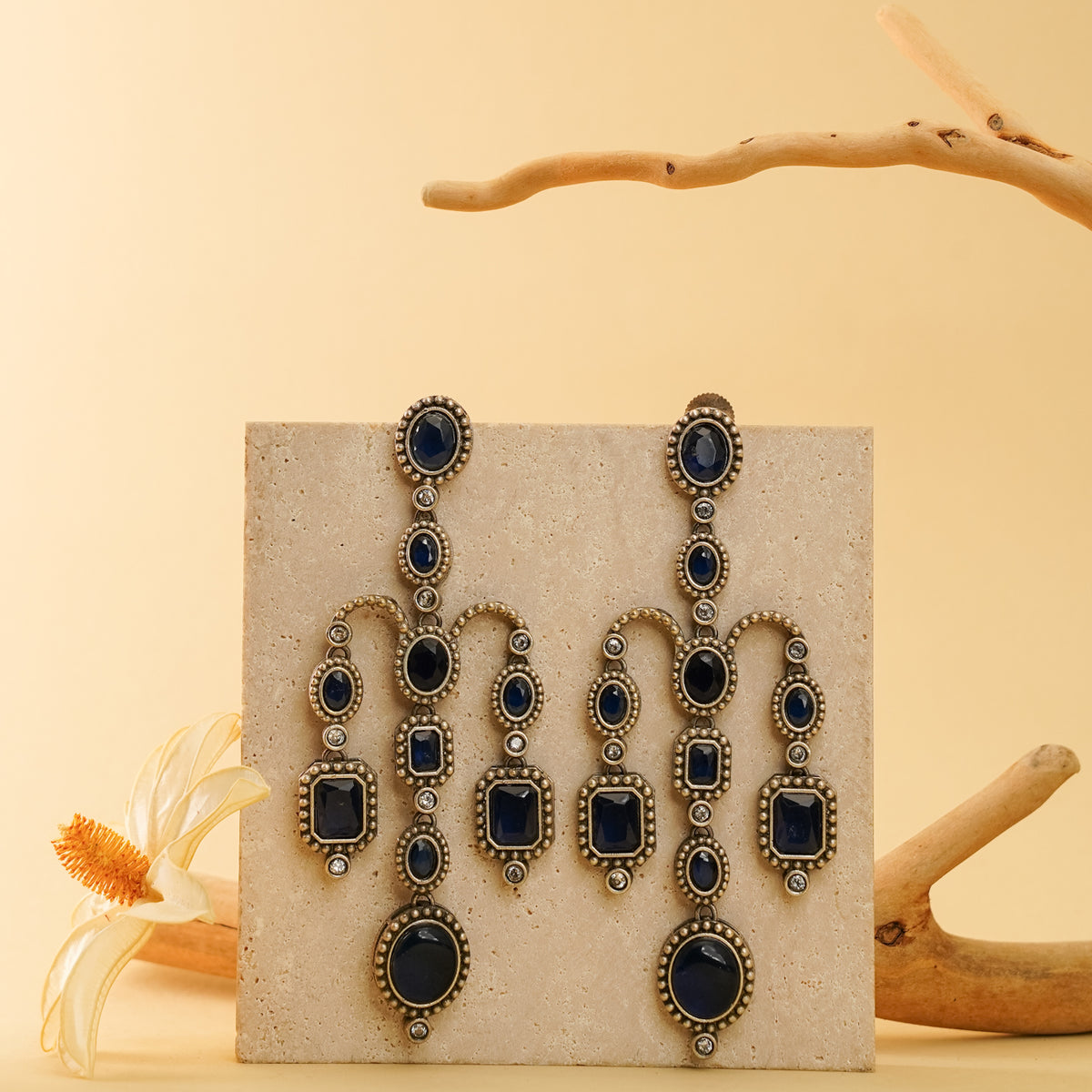 RIMIDA MONALISA FAUX SILVER HANDMADE AND HAND HAMMERED JHUMKAS/ EARRINGS ER691