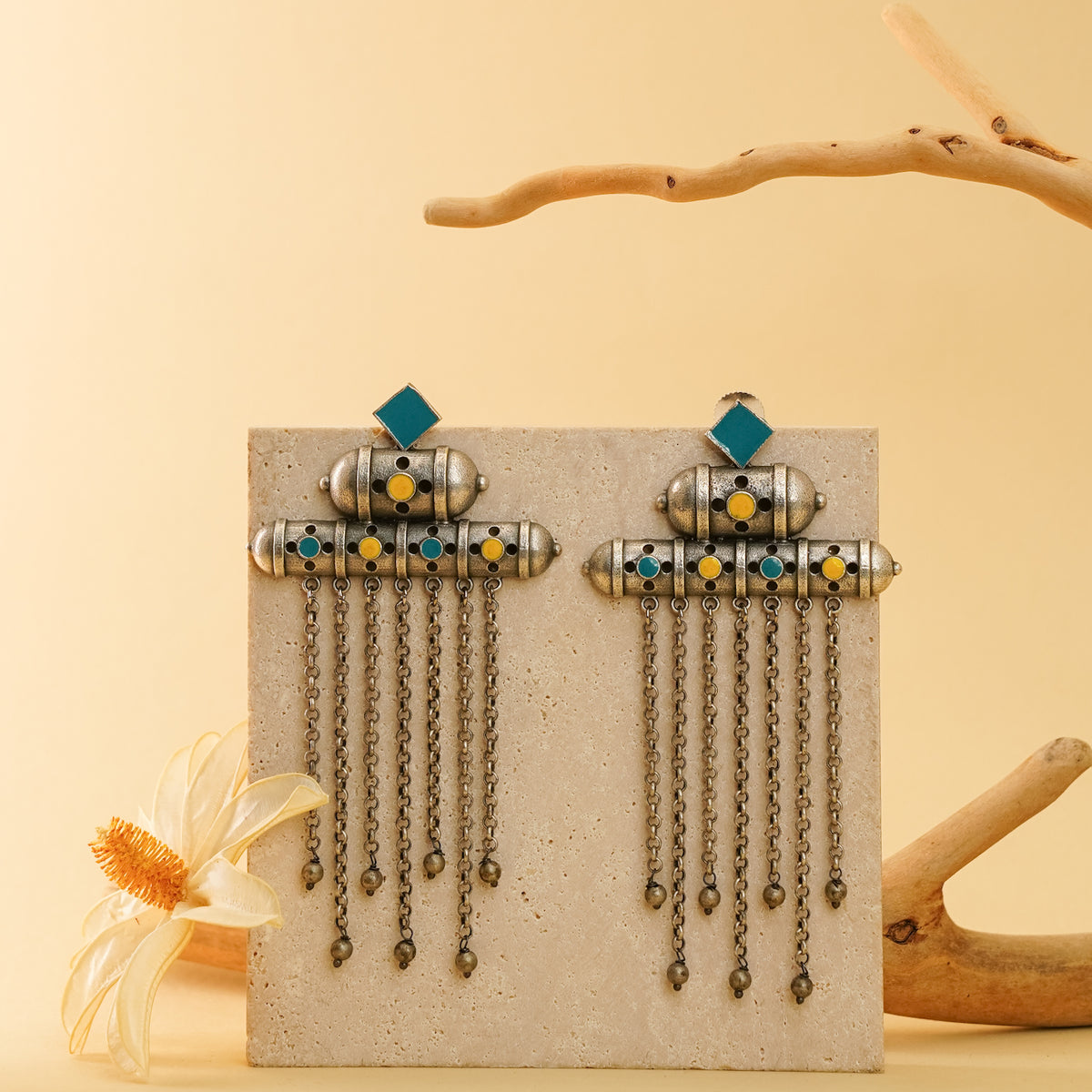 ELENA SEMI HANDMADE RAW AND RUSTIC EARRINGS ER909