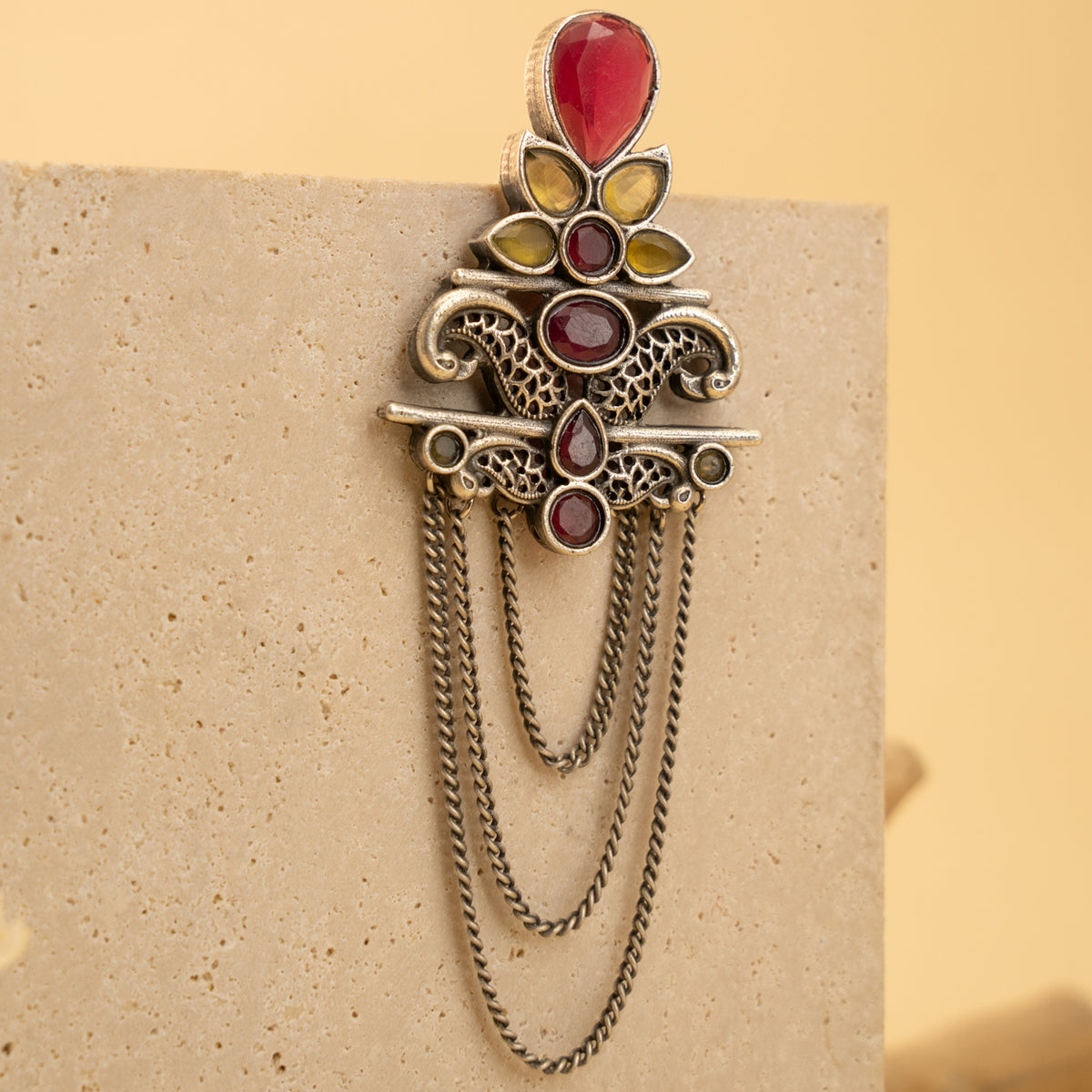 RILEY FAUX SILVER  SEMI HANDMADE RAW AND RUSTIC EARRINGS ER905